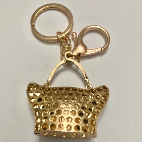 Black Enamel Rhinestone Handbag Charm-Key Chain - Picture 3 of 10